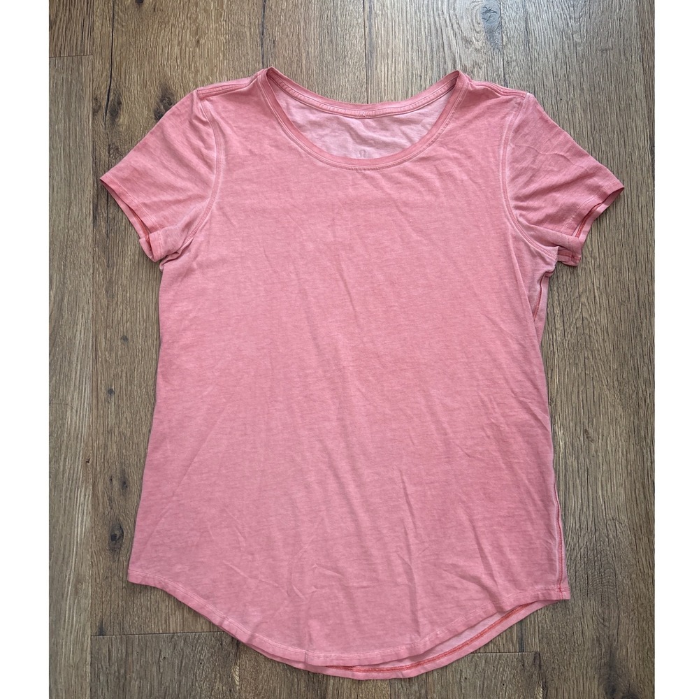 Lululemon Love Tee Short Sleeve Pima Cotton Curved Hem Peachy Pink Wash Size 6